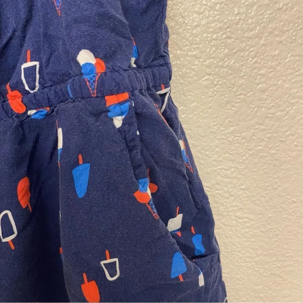 Cat and Jack Viscose red white blue ice cream Romper jumpsuit shorts XL 14/16